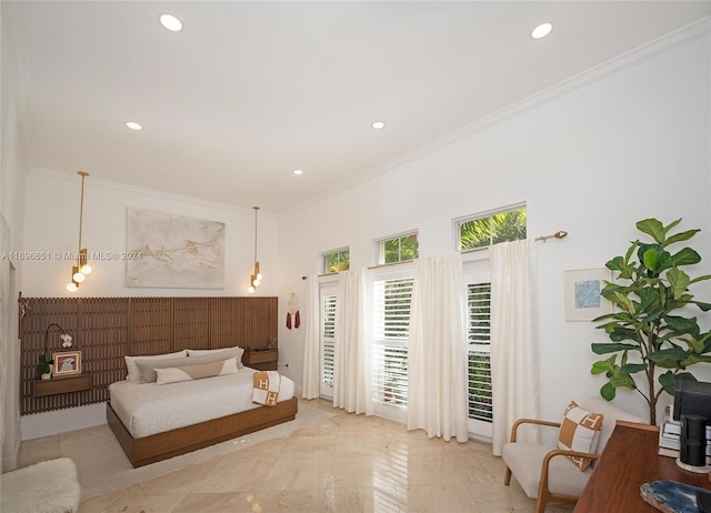 bedroom featuring ornamental molding