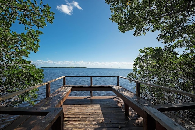 dock area featuring a water view