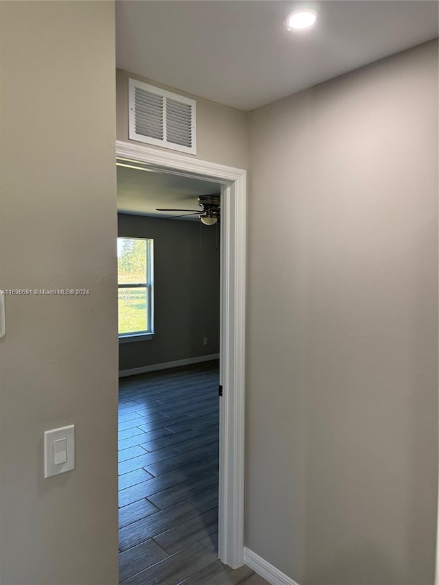 hall featuring dark hardwood / wood-style floors