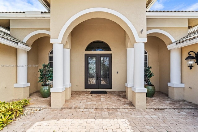 property entrance with french doors