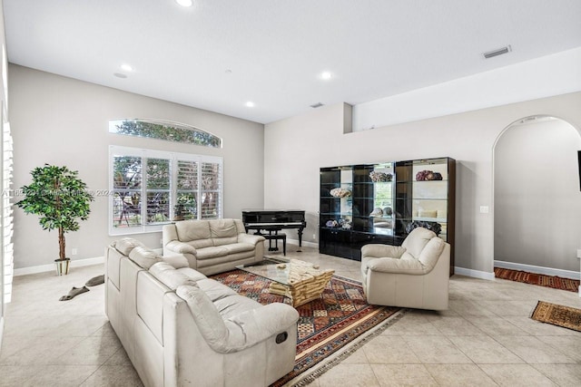 view of tiled living room