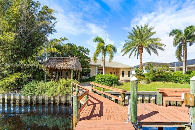 dock area featuring a water view