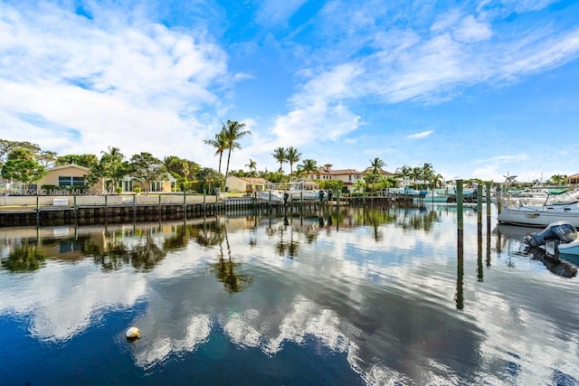 water view with a boat dock