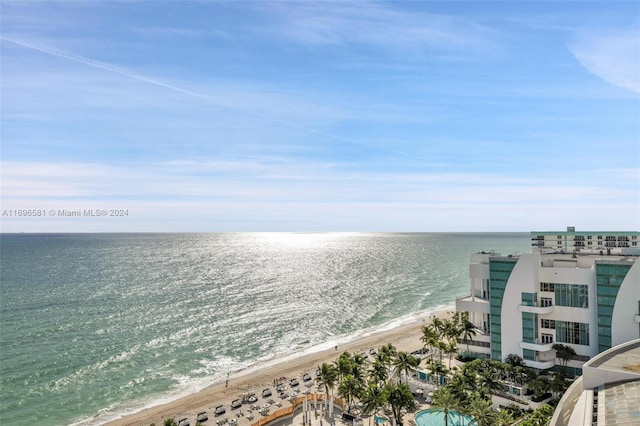 view of water feature with a view of the beach