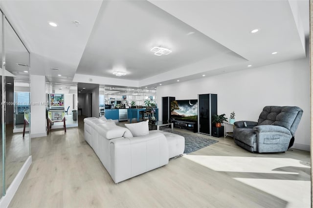 living room featuring light wood-type flooring