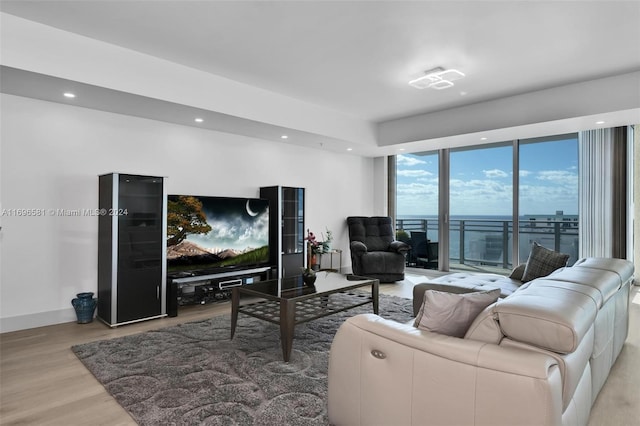 living room with light hardwood / wood-style floors