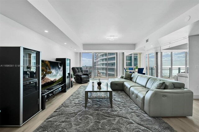 living room featuring light hardwood / wood-style flooring