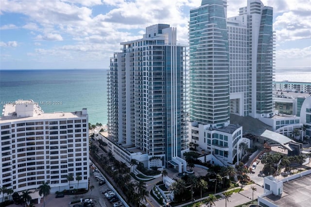 property's view of city featuring a water view