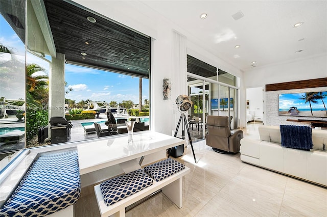 view of tiled living room