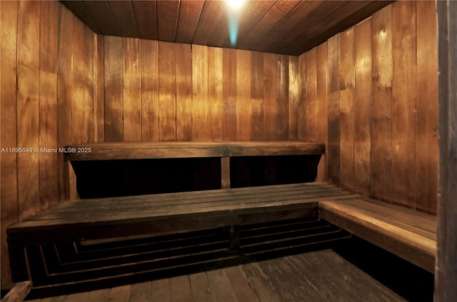 view of sauna / steam room with hardwood / wood-style flooring