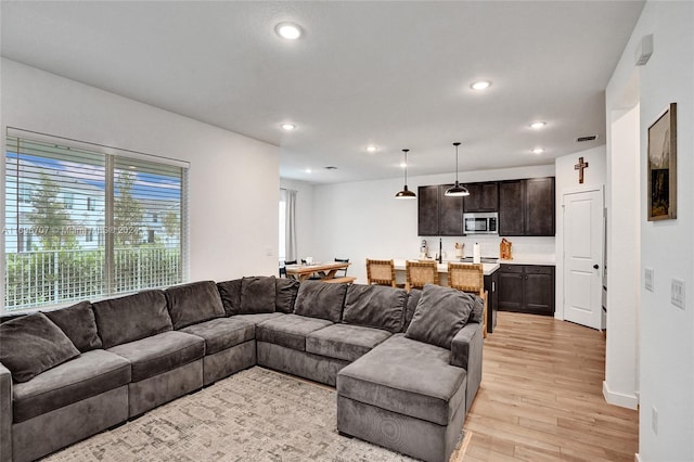 living room featuring light hardwood / wood-style floors