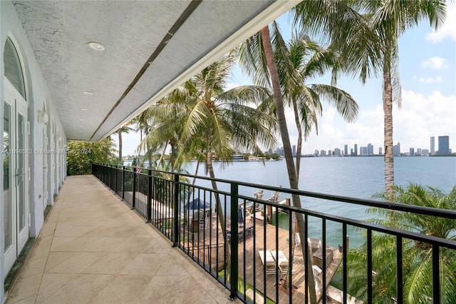 balcony with a water view