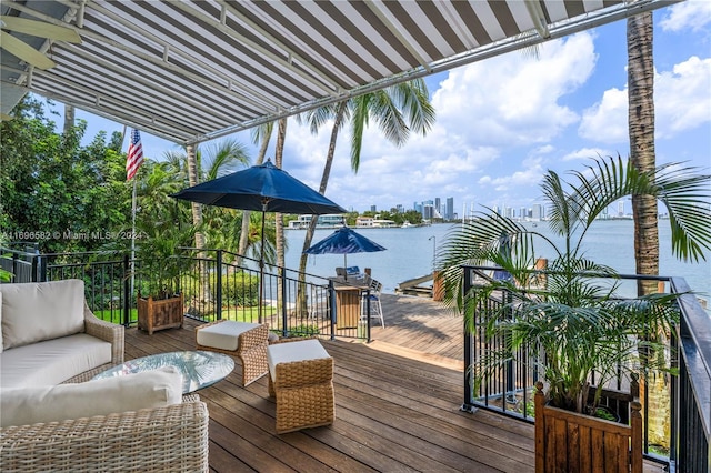 814 W Dilido Dr, Miami Beach, FL 33139 - deck with outdoor lounge area and a water view