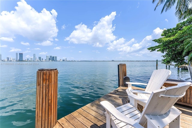814 W Dilido Dr, Miami Beach, FL 33139 - dock area with a water view and a skyline view