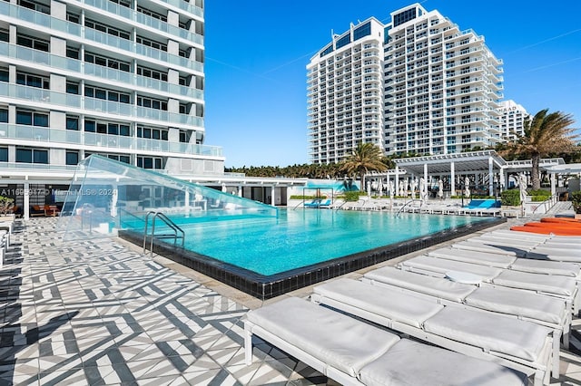 view of pool with a patio area