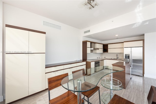 dining space with sink