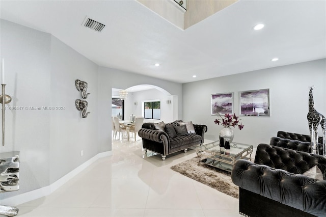 view of tiled living room