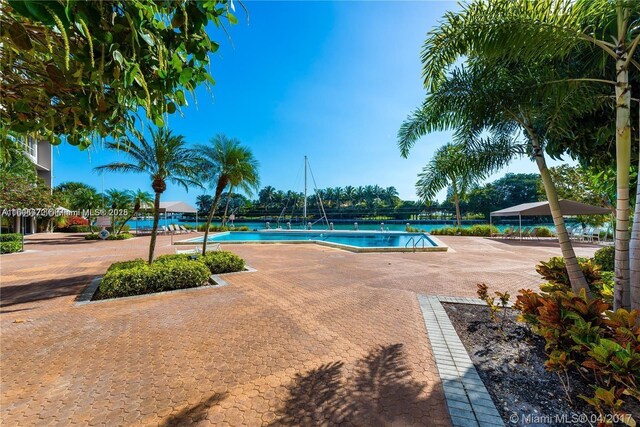 view of swimming pool featuring a patio area