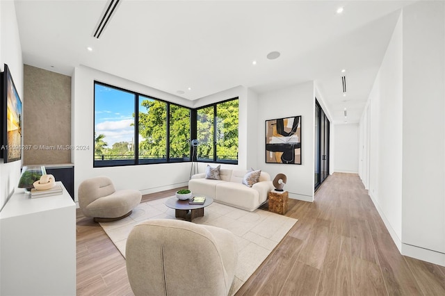 living room featuring light hardwood / wood-style flooring