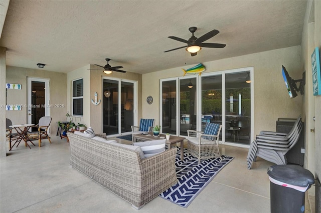 view of patio / terrace featuring an outdoor hangout area and ceiling fan