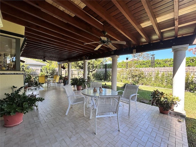 view of patio / terrace with ceiling fan