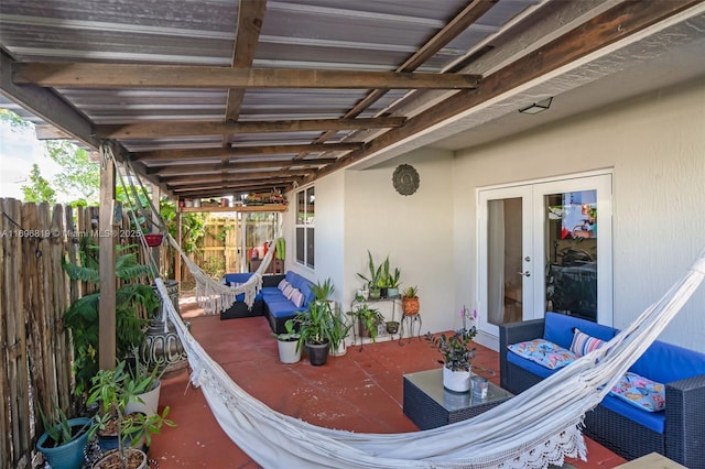 view of patio / terrace featuring french doors