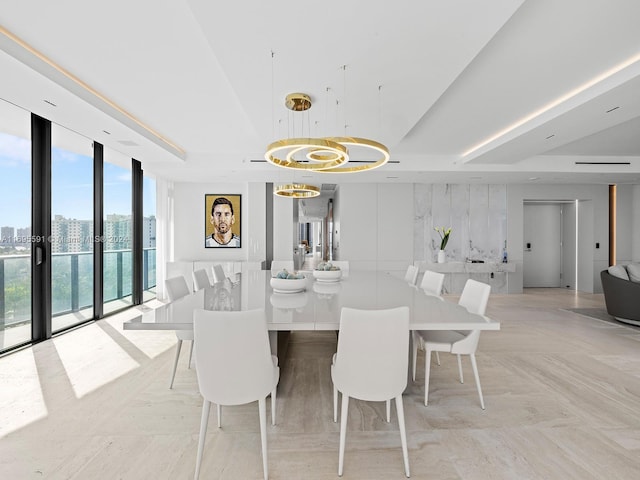 dining space with floor to ceiling windows