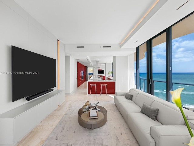 living room with light hardwood / wood-style flooring