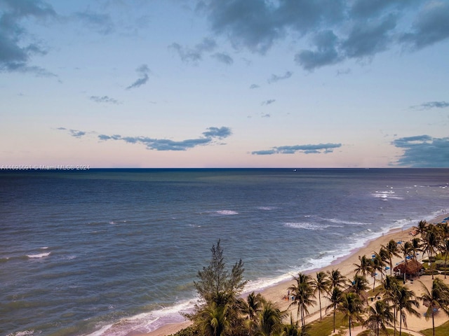 property view of water featuring a beach view