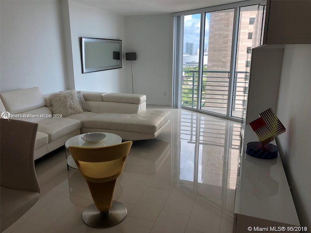 living room featuring expansive windows