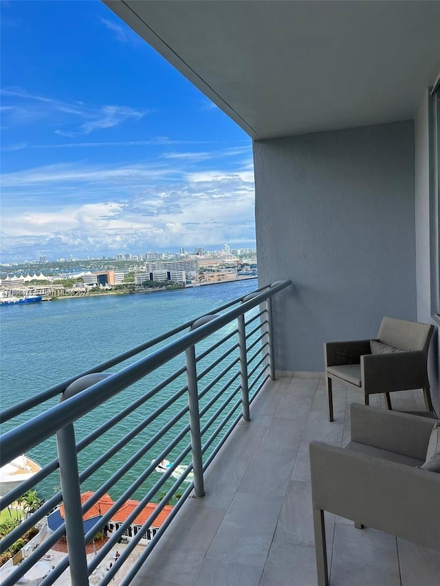 balcony with a water view