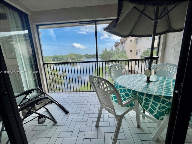 balcony with a water view