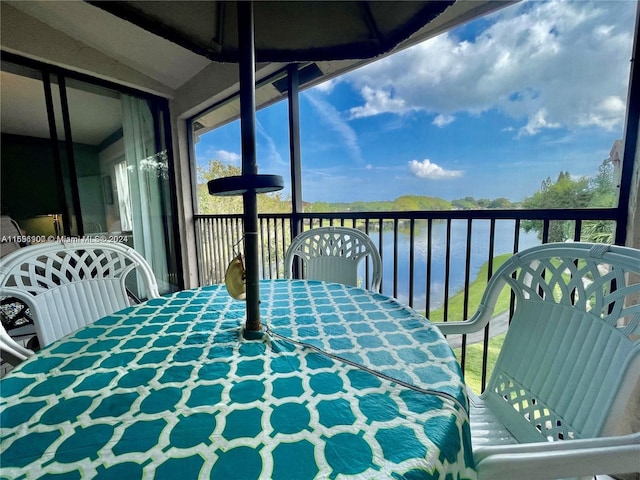 balcony with a water view