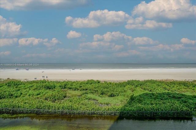 view of water feature featuring a view of the beach