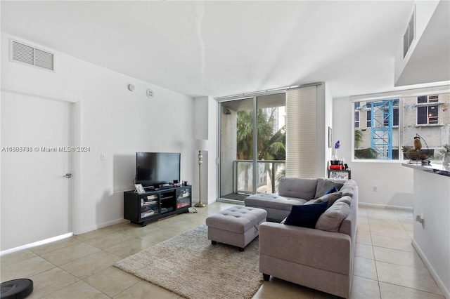 view of tiled living room