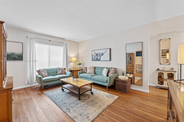 living room with light wood-type flooring