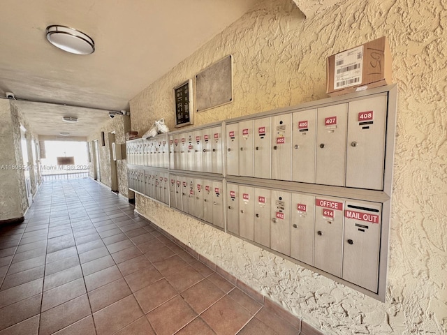 hallway with a mail area