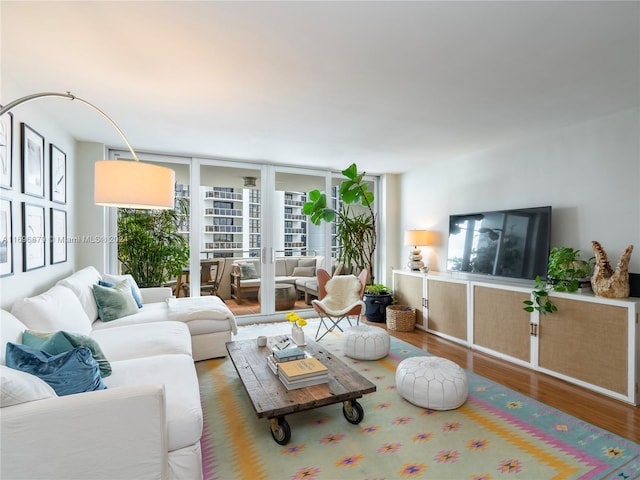 living room with hardwood / wood-style floors