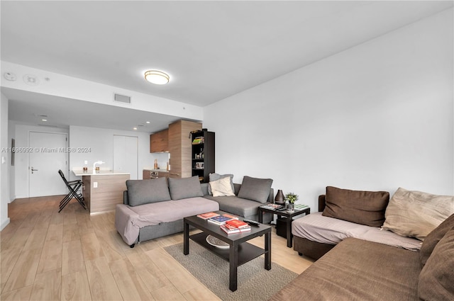 living room featuring light hardwood / wood-style flooring