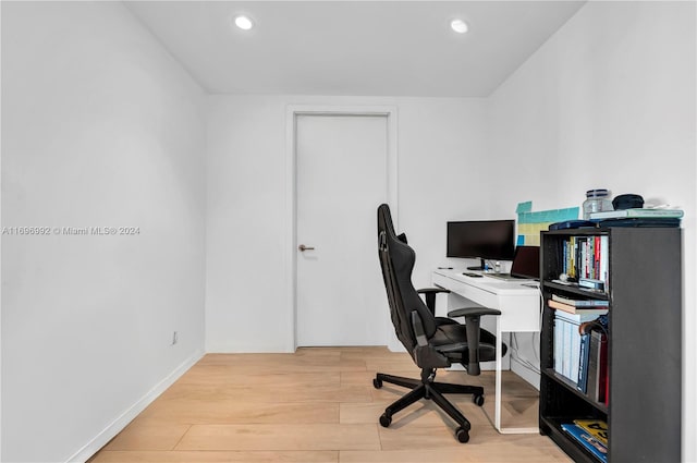 office space featuring light wood-type flooring