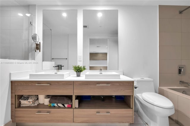 1300 S Miami Ave Unit 3704, Miami, FL 33130 - bathroom with double vanity and bathtub / shower combination