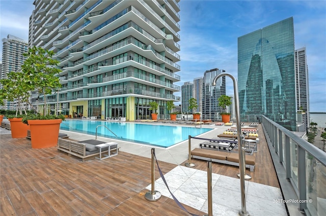 1300 S Miami Ave Unit 3704, Miami, FL 33130 - community pool with a view of city and a patio