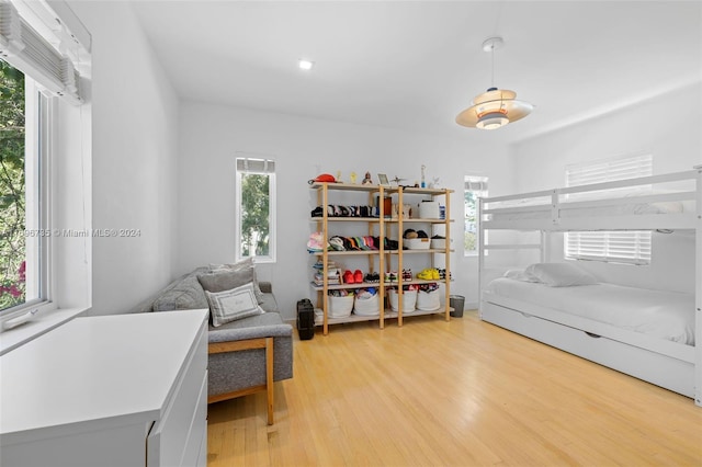 sitting room featuring a wealth of natural light and light hardwood / wood-style flooring