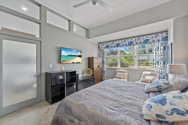 bedroom featuring ceiling fan