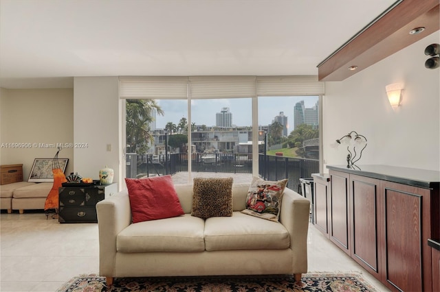 view of tiled living room