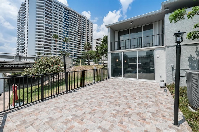 view of patio featuring central AC unit