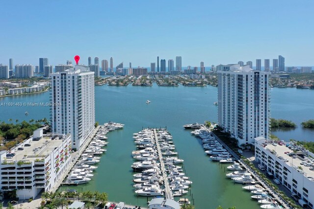 17301 Biscayne Blvd Unit 1404, North Miami, FL 33160 - water view featuring city skyline and a marina