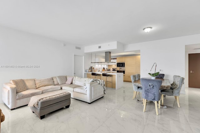 17301 Biscayne Blvd Unit 1404, North Miami, FL 33160 - living room with light marble finish flooring