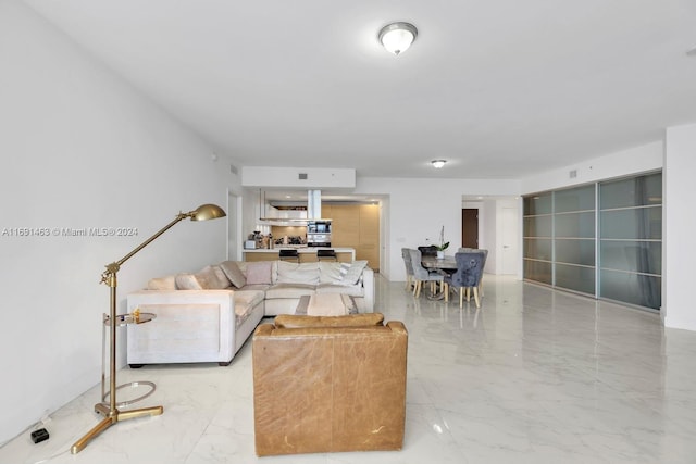17301 Biscayne Blvd Unit 1404, North Miami, FL 33160 - living room with light marble finish floors