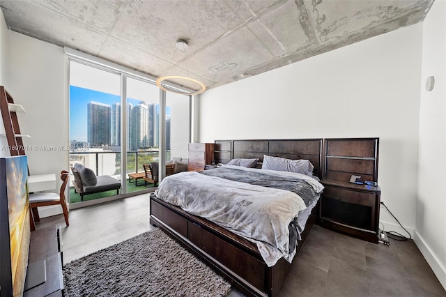 bedroom with floor to ceiling windows